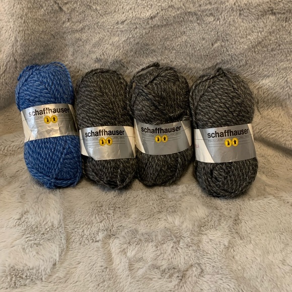 4 Skeins Schaffhauser Wolle Yarn Virgin Wool Acrylic 3 Gray 1 Blue - Picture 9 of 12